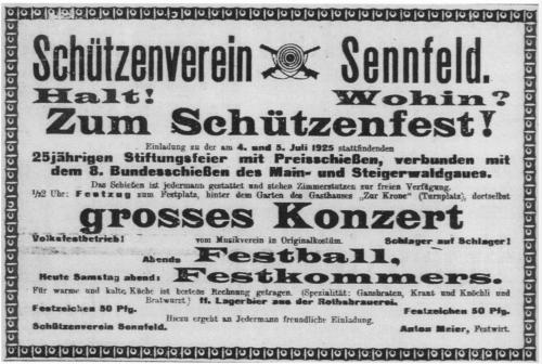 Anzeige aus dem Schweinfurter Tagblatt vom 04.07.1925